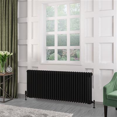 Eastbrook Rivassa 3 koloms radiator 145x60cm staal 2609W zwart mat