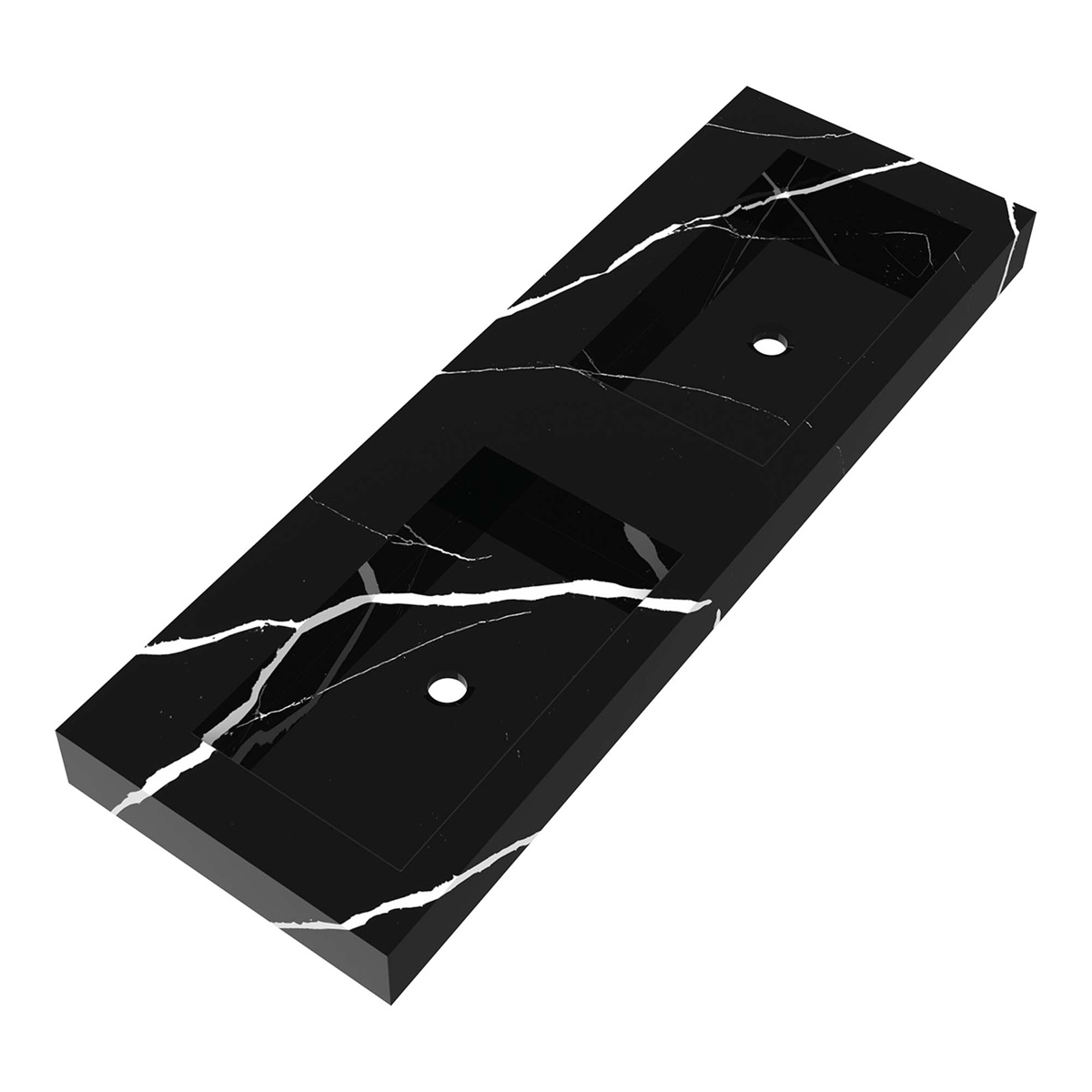 Brauer Coral dubbele wastafel marmerlook 140cm zonder kraangat nero marquina