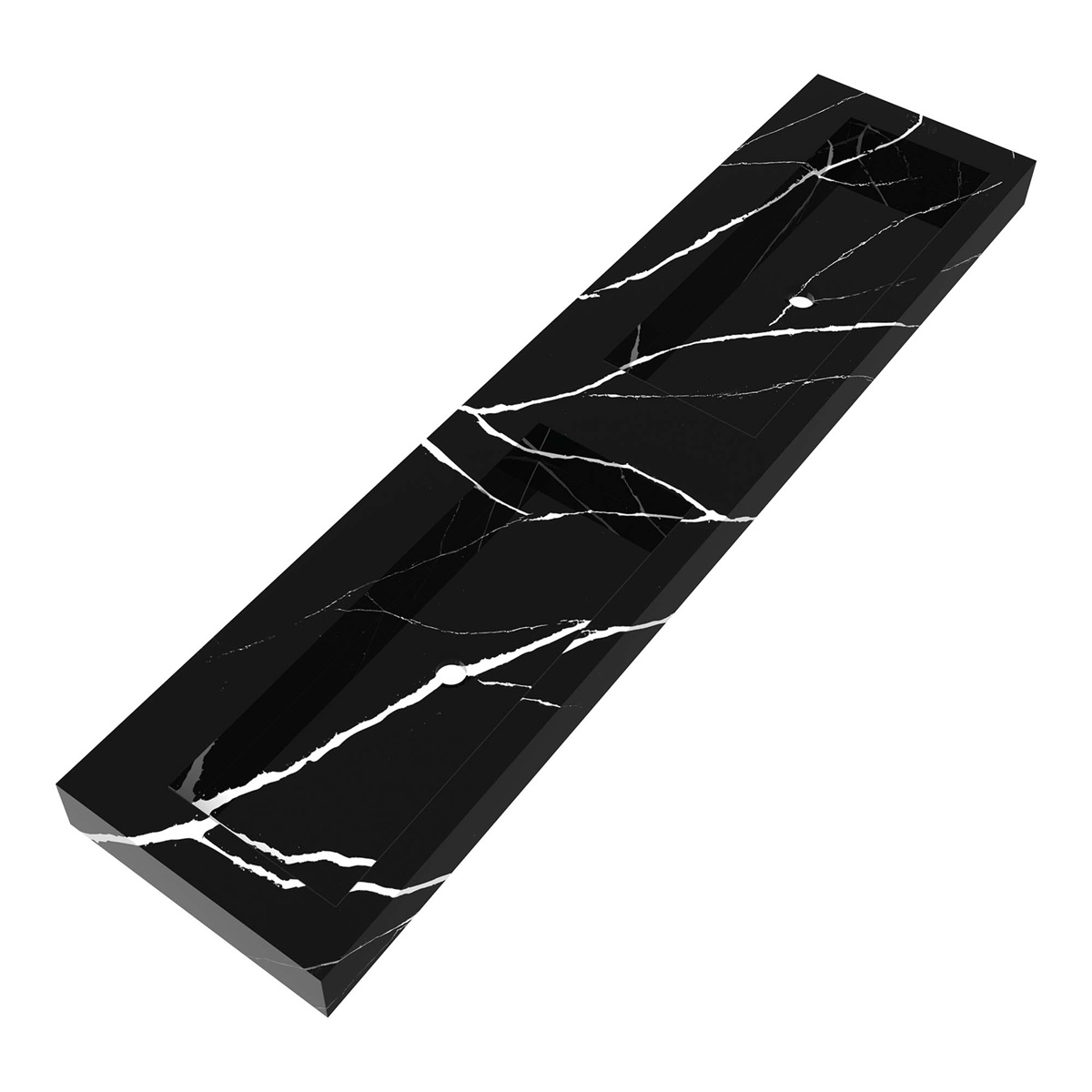 Brauer Coral dubbele wastafel marmerlook 200cm zonder kraangat nero marquina