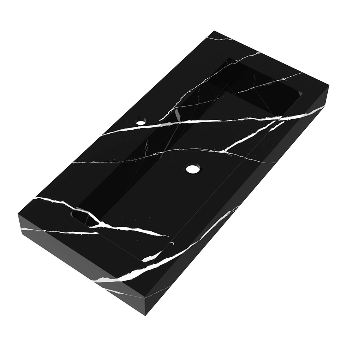 Brauer Coral wastafel marmerlook 100cm met kraangat nero marquina