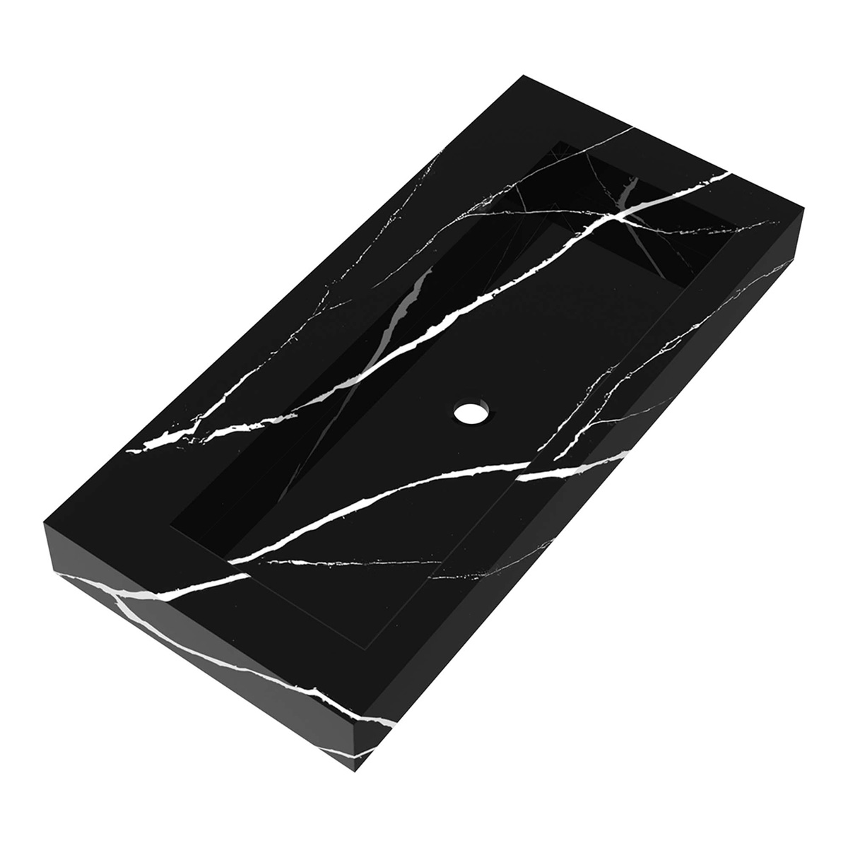 Brauer Coral wastafel marmerlook 100cm zonder kraangat nero marquina