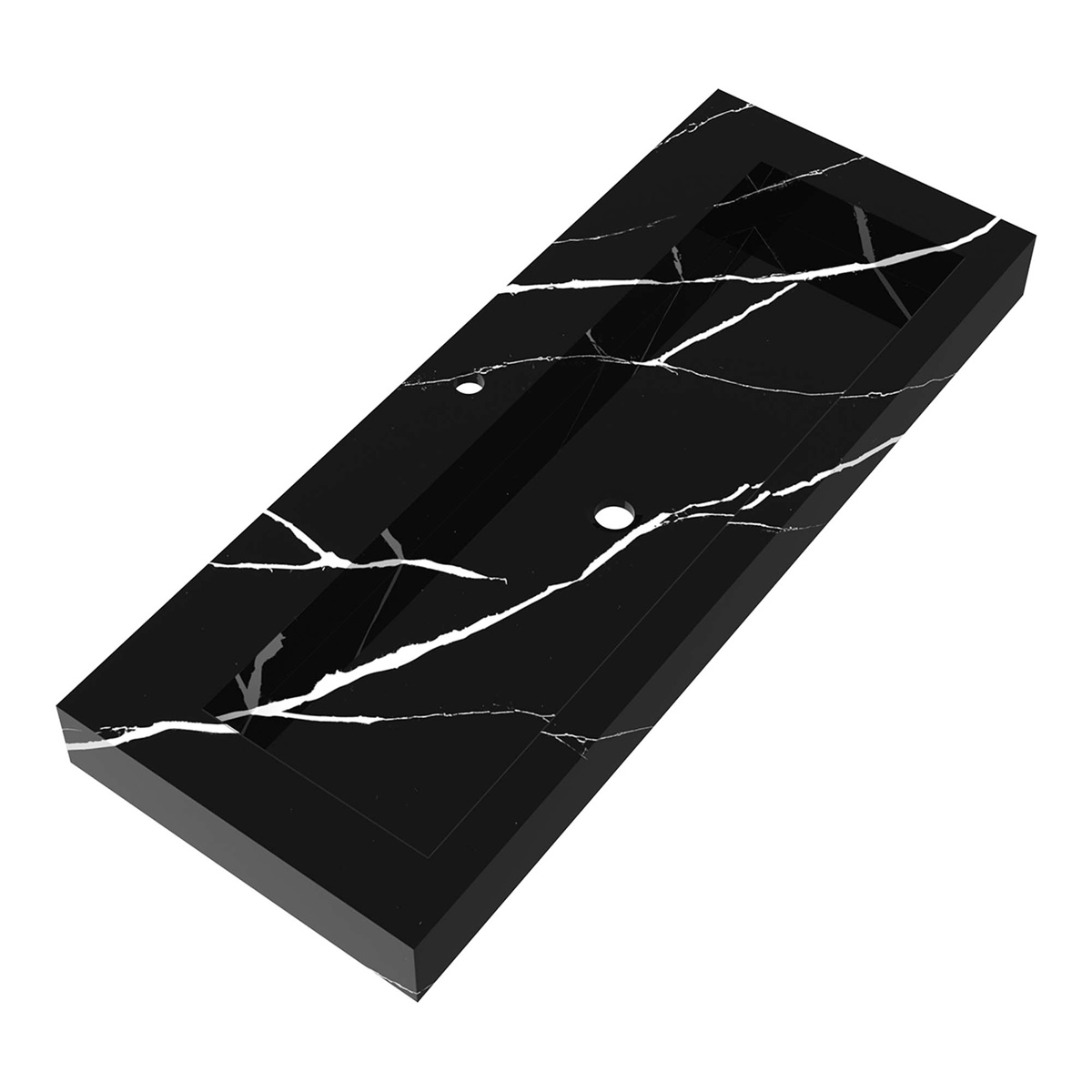 Brauer Coral wastafel marmerlook 120cm met kraangat nero marquina