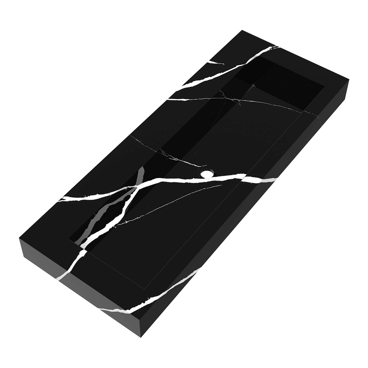 Brauer Coral wastafel marmerlook 120cm zonder kraangat nero marquina