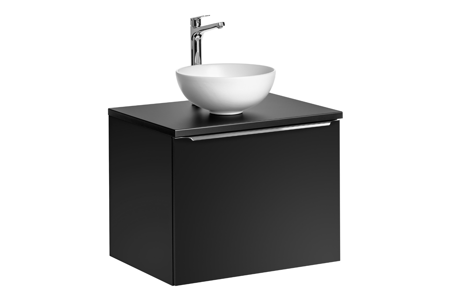 Comad Santa Fe Black badkamermeubel 60cm zwart mat met mat witte waskom