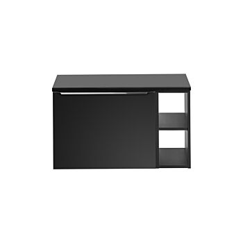 Comad Santa Fe Black badkamermeubel 80cm met open kast en toppaneel zwart mat