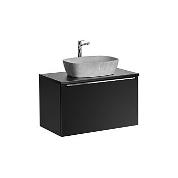 Comad Santa Fe Black badkamermeubel 80cm zwart mat met mat grijze waskom