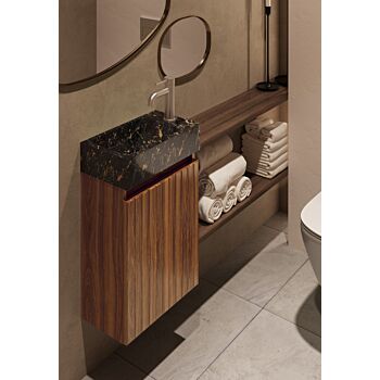 Fontana Athens Portoro Gold toiletmeubel met ribbelfront 40cm walnoot