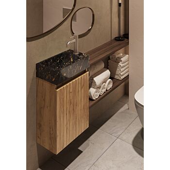 Fontana Athens Portoro Gold toiletmeubel met ribbelfront 40cm warm eiken