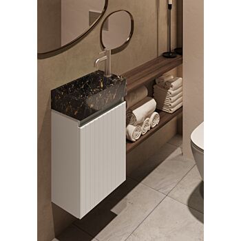 Fontana Athens Portoro Gold toiletmeubel met ribbelfront 40cm wit mat