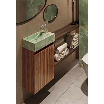 Fontana Green Onyx toiletmeubel met ribbelfront 40cm walnoot