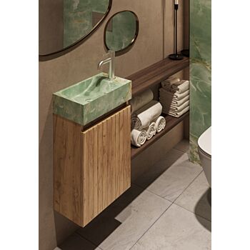 Fontana Green Onyx toiletmeubel met ribbelfront 40cm warm eiken