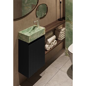 Fontana Green Onyx toiletmeubel met ribbelfront 40cm zwart mat