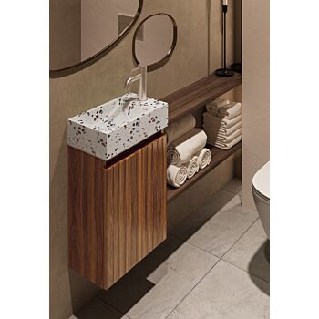 Fontana Terrazzo toiletmeubel met ribbelfront 40cm walnoot