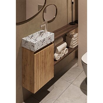 Fontana Terrazzo toiletmeubel met ribbelfront 40cm warm eiken