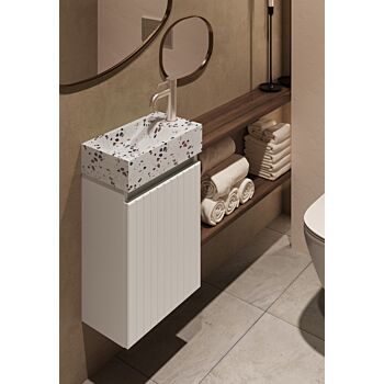 Fontana Terrazzo toiletmeubel met ribbelfront 40cm wit mat