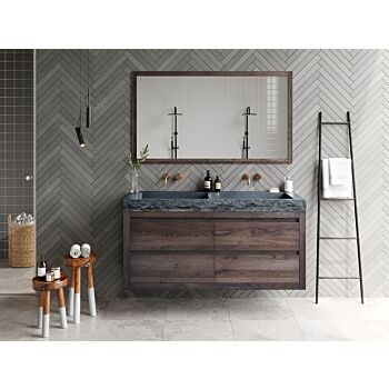 Forzalaqua Gela badmeubel 100cm charcoal met Palermo wastafel graniet gekapt zonder kraangat