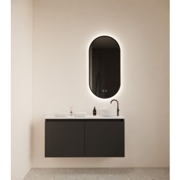 Gliss Design Echo toiletmeubel 100cm zwart mat met toppaneel wit mat