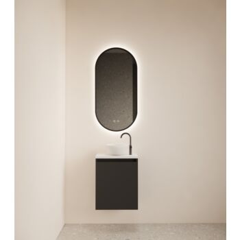 Gliss Design Echo toiletmeubel 40cm zwart mat met toppaneel wit mat