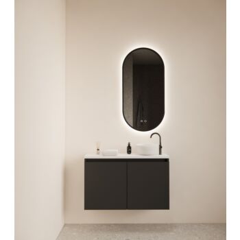 Gliss Design Echo toiletmeubel 80cm zwart mat met toppaneel wit mat