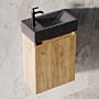 Product afbeelding van: Fontana Recto toiletmeubel warm eiken 40x22cm met natuurstenen fontein links