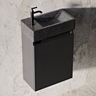 Product afbeelding van: Fontana Recto toiletmeubel mat zwart 40x22cm met natuurstenen fontein links