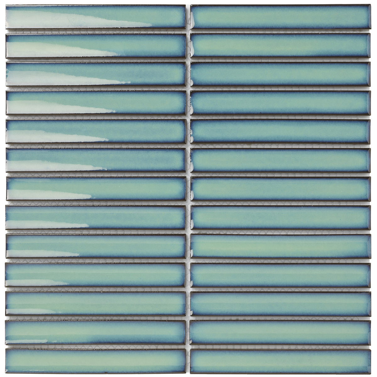 Tegelsample: The Mosaic Factory Sevilla smalle vinger 2cm mozaïek tegels 30x30 ocean green